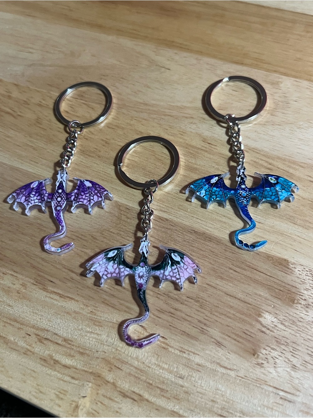 Triple Dragon Keychain Set - Pink, Purple, Blue M53